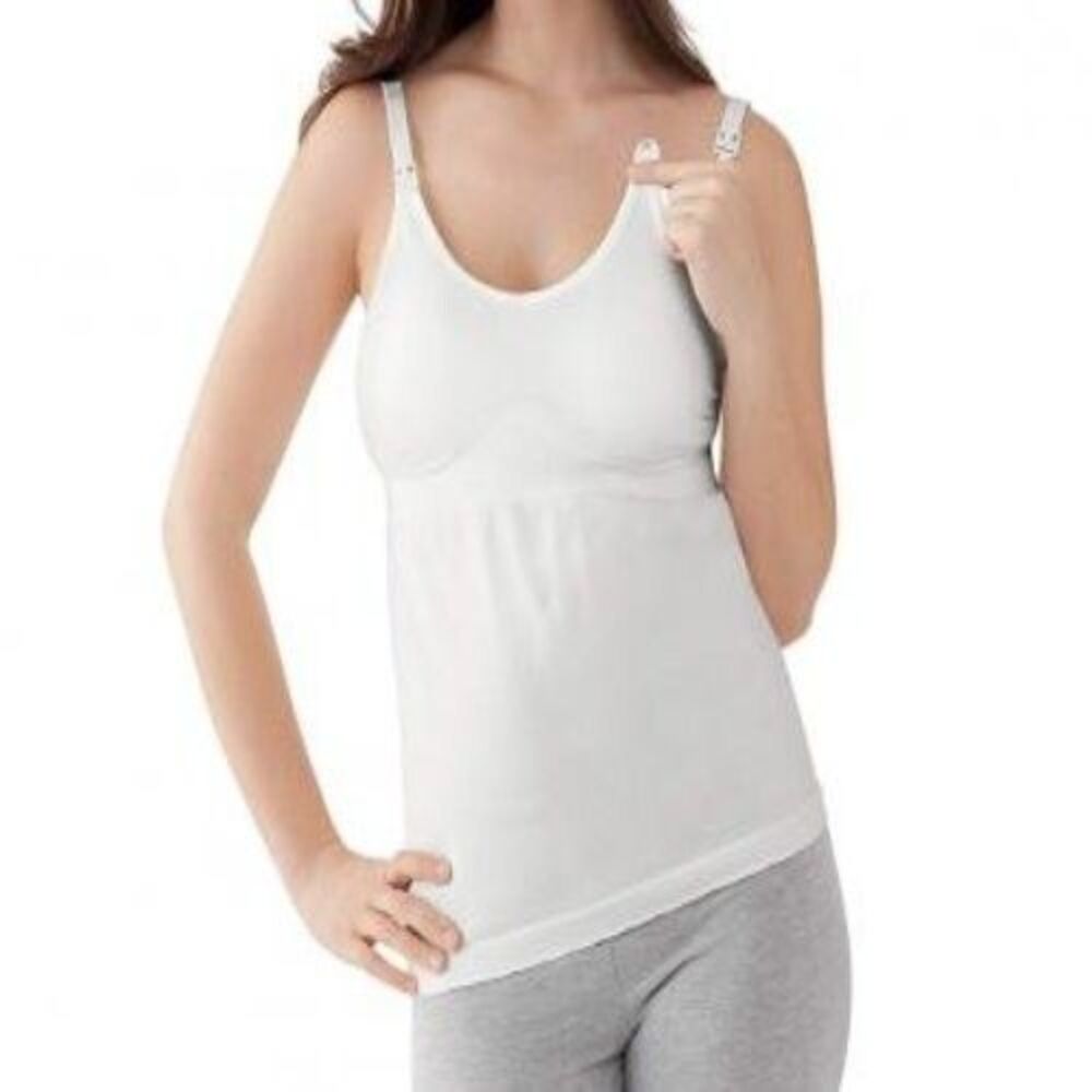 Medela Cami Maternity & Nursing Tank White Size XL Tummy Slimming Long Length